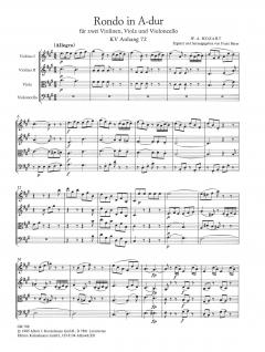 Rondo A-dur KV 464a Anhang 72 von Wolfgang Amadeus Mozart für Streichquartett (F. Beyer) im Alle Noten Shop kaufen