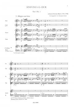 Sinfonie G-Dur op. 6/1 von Johann Christian Bach 