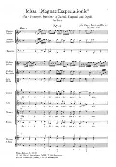 Missa Magnae Exspectationis von Johann Fischer für 4 Stimmen, Streicher, 2 Clarini, Timpani und Orgel im Alle Noten Shop kaufen (Partitur)