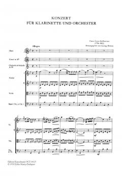 Konzert B-Dur von Franz Anton Hoffmeister für Klarinette in B und Orchester im Alle Noten Shop kaufen (Partitur)