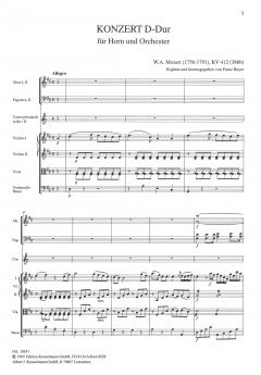 Konzert D-Dur KV 412 für Horn und Orchester mit Rondo von Wolfgang Amadeus Mozart im Alle Noten Shop kaufen (Partitur)
