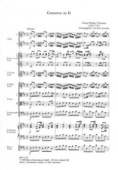 Concerto in D-Dur von Georg Philipp Telemann für 3 Hörner, Solo-Violine, 2 Oboen, Fagott, Streicher und Bc. im Alle Noten Shop kaufen (Partitur)