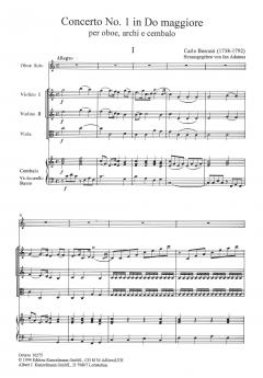 Konzert Nr. 1 C-Dur von Carlo Besozzi für Oboe, Streichorchester und Cembalo im Alle Noten Shop kaufen (Partitur)