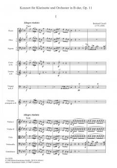 Konzert B-Dur op. 11 für Klarinette und Orchester von Bernhard Henrik Crusell im Alle Noten Shop kaufen (Partitur)