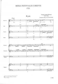 Missa festivalis e brevis von Gregor Joseph Werner für Soli, gemischten Chor, Orgel und Streichorchester (Révész) (Erstveröffentlichung) im Alle Noten Shop kaufen (Partitur)