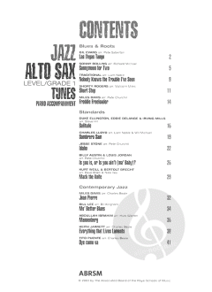 Jazz Alto Sax Level/Grade 1 Tunes 