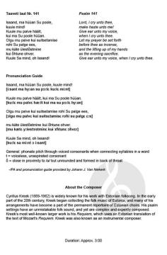 Taaveti laul Nr. 141 von Cyrillus Kreek 