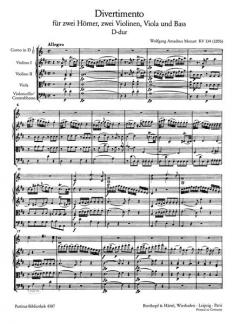 Divertimento D-Dur KV 334 von Wolfgang Amadeus Mozart 