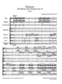 Konzert für Klavier und Orchester in B-Dur Nr. 15 KV 450 von Wolfgang Amadeus Mozart im Alle Noten Shop kaufen (Partitur)