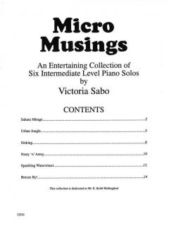 Micro Musings Six Intermediate Level Piano Solos von Victoria Sabo 