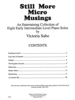Still More Micro Musings Eight Intermediate Level Piano Solos von Victoria Sabo 