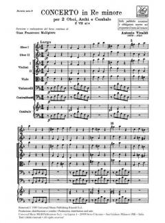 Concerto D Minor 2 Oboes Strings Continuo RV535 Score Fvii#9 T264 (Antonio Vivaldi) 