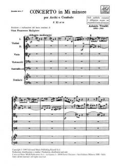 Concerto E Minor For Strings And Continuo Score RV134 Fxi#13 T56 (Antonio Vivaldi) 