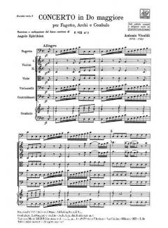 Concerto C Major Bassoon Strings Continuo RV478 Score Fviii#3 T34 (Antonio Vivaldi) 