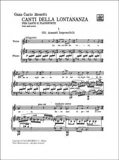 Canti Della Lontanaza Soprano Piano English Italian von Carlo Menotti 