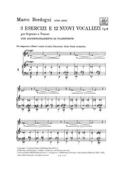 3 Esercici e 12 nouvi Vocalizzi Op.8 von Marco Bordogni 