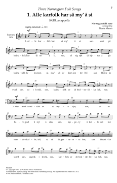 3 Norwegian Folk Songs: Alle Karfolk Har Sa My' A Si (Download) 