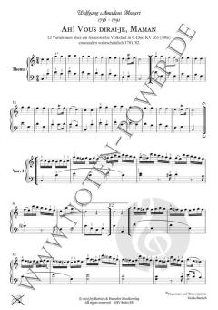 Ah! Vous dirai-je, Maman KV 265 (300e), Ausgabe mit Fingersatz von Wolfgang Amadeus Mozart 