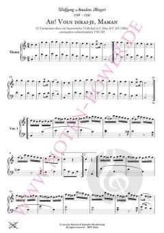 Ah! Vous dirai-je, Maman KV 265 (300e), Ausgabe ohne Fingersatz von Wolfgang Amadeus Mozart 