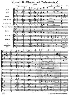 Konzert Nr. 25 in C-Dur für Klavier und Orchester KV 503 von Wolfgang Amadeus Mozart 
