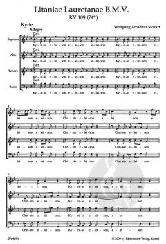 Litaniae Lauretanae B-Dur KV 109 (74e) von Wolfgang Amadeus Mozart (Download) 