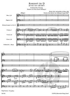 Konzert Nr. 1 D-Dur KV 412, 514 (386b) von Wolfgang Amadeus Mozart (Download) 