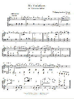 Six Variations on Mio Caro Adone, K. 180 von Wolfgang Amadeus Mozart (Download) 