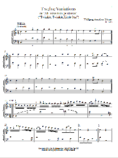 Twelve Variations on Ah, Vous Dirai-je Maman, K. 265 von Wolfgang Amadeus Mozart (Download) 