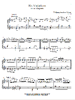 Six Variations on An Allegretto, K. 54 von Wolfgang Amadeus Mozart (Download) 