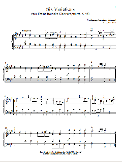 Six Variations on A Theme From The Clarinet Quintet, K. 581, K. Anh. 137 von Wolfgang Amadeus Mozart (Download) 