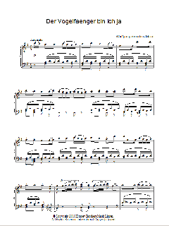 Der Vogelfanger Bin Ich Ja von Wolfgang Amadeus Mozart (Download) 