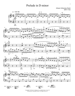 Prelude In D Minor, BMV 926 von Johann Sebastian Bach (Download) 