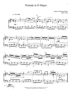 Prelude In D Major, BMV 936 von Johann Sebastian Bach (Download) 