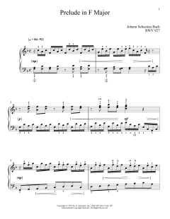 Prelude In F Major, BMV 927 von Johann Sebastian Bach (Download) 