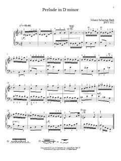 Prelude In D Minor, BMV 935 von Johann Sebastian Bach (Download) 