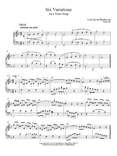 Six Variations On A Swiss Song In F Major, WoO 64 von Ludwig van Beethoven (Download) 