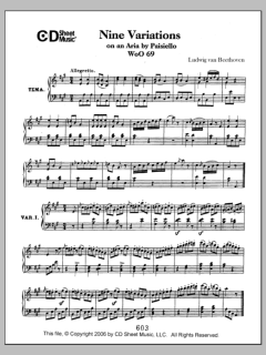 Variations (9) On An Aria By Paisiello, Woo 69 von Ludwig van Beethoven (Download) 