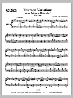 Variations (13) On An Arietta By Dittersdorf, Woo 66 von Ludwig van Beethoven (Download) 
