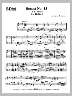 Sonata No. 13 In E-flat Major, Quasi Fantasia, Op. 27, No. 1 von Ludwig van Beethoven (Download) 