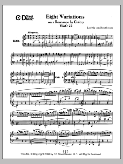 Variations (8) On A Romance By Gretry, Woo 72 von Ludwig van Beethoven (Download) 
