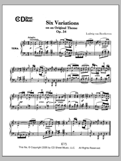 Variations (6) On An Original Theme, Op. 34 von Ludwig van Beethoven (Download) 