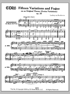 Variations (15) And Fugue On An Original Theme (eroica Variations) von Ludwig van Beethoven (Download) 
