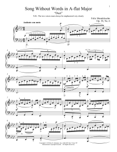 Song Without Words In A-Flat Major, "Duet," Op. 38, No. 6 von Felix Mendelssohn (Download) 