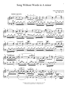 Song Without Words In A Minor, Op. 19, No. 2 von Felix Mendelssohn (Download) 