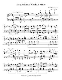 Song Without Words In A Major, Op. 19, No. 3 von Felix Mendelssohn (Download) 
