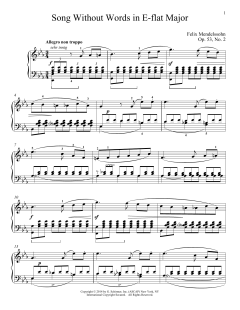 Song Without Words In E-Flat Major, Op. 53, No. 2 von Felix Mendelssohn (Download) 