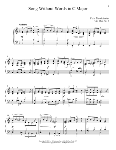Song Without Words In C Major, Op. 102, No. 6 von Felix Mendelssohn (Download) 