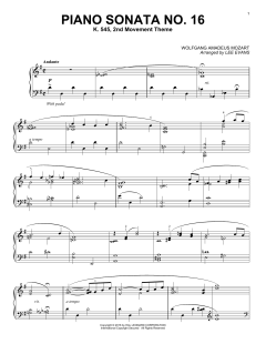 Piano Sonata In C Major, K.545, 2nd Movement von Wolfgang Amadeus Mozart (Download) 