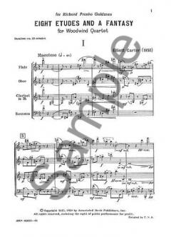 8 Etudes And A Fantasy von Elliott Carter für Holzbläser Quartett (Partitur) im Alle Noten Shop kaufen