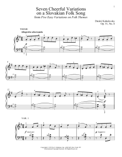 Seven Cheerful Variations On A Slovakian Folk Song, Op. 51, No. 4 (Download) 